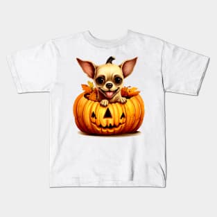 Chihuahua Dog inside Pumpkin #2 Kids T-Shirt